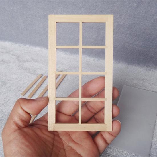 Regalo Color Sólido Tradicional 8 Paneles Puerta Casa de Muñecas Marco de Ventana Accesorios DIY Mini