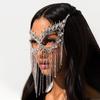 Rhinestone Tassel Masquerade Mask: Elegant Halloween Face Jewelry