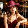 Mode Glanzende Sprankelende Westerse Cowboyhoed Zilveren Blingbling Cowgirl Hoed Sprankelende Brede Rand Zon Hoed Disco Feest