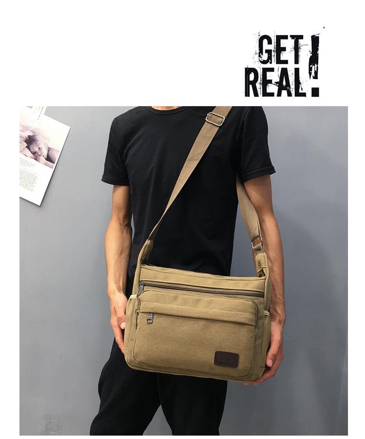 Herren Canvas Umhängetasche mit großer Kapazität und mehreren Fächern für Outdoor-Sportarten