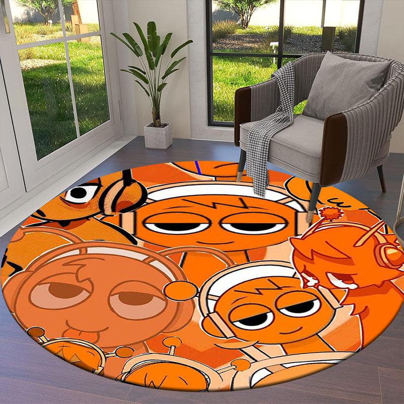 Covor Rotund Sprunki, Covor pentru Living, Dormitor, Canapea, Cameră de Joacă Decor, Covoraș Antiderapant