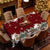 Creative Christmas Round Tablecloth Red And Black Plaid Snow Print, Snowman Christmas Tree Pattern Dining Table Coffee Table Table Flag