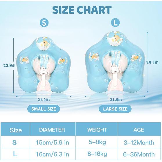 Baby Pool Float with Canopy and Safety Seat,Infant Swim Float & Pool Float & Baby Water Float & Swimming Floats UPF50+ UV Protection for Kids from 3