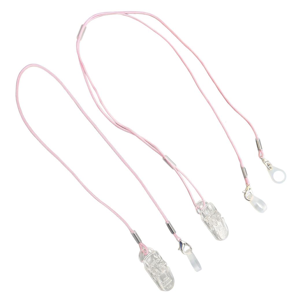 Hearing Aid Holder Transparent Clip Pink Rope Nylon Easy Fixing Hearing Aid Lanyard for Gardening Wo