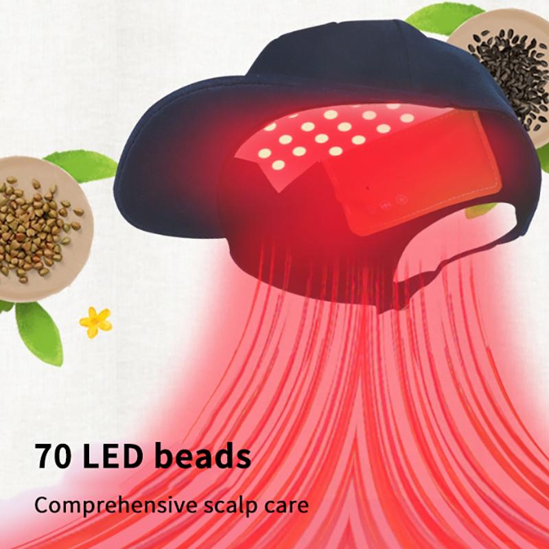 

Red Blue Light Therapy Hat With 70 Lamp Beads Laser Hair Growth Cap Professional Cap For Greasy Scalp Hair Care Adjustable Rear