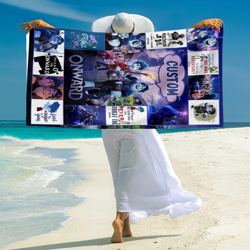 Personalized Coco Movie Poster Collage Beach Towel Microfiber Beach Towel Thin Absorbent for Beach Swimming Yoga Bath Sports. 091094