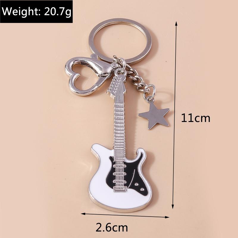 Classic Metal Electric Guitar Keychain Mini Musical Instruments Keyring Pendants for Key Holder Handbag Charm Accessories
