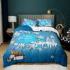 Christmas Duvet Cover Cartoon Merry Chirstmas Santa Claus Elk Quilt Cover Green for Children Adults Holiday Gifts Bedroom Decor