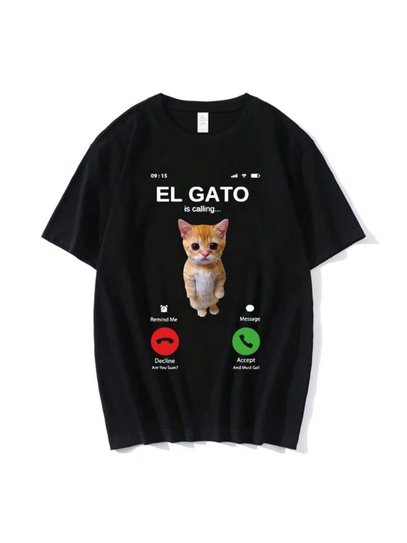 El Gato Is Calling Meme Sad Crying Cat Munchkin Kitty Meme T Shirt Fashion Short Sleeves Oversized T-Shirt Streetwear Unisex S разноцветный