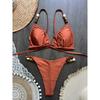 Sexy Brown Bikini Set 2026 Women Pearls Strap Hole Out Push Up Bra Thong Swimsuit Brazilian Beach Bathing Suit Micro Swimwear