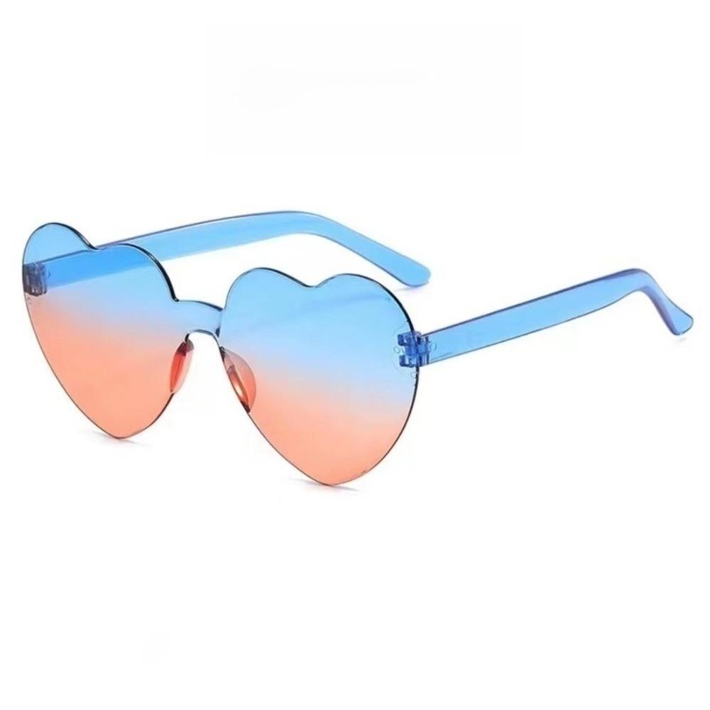 

Fashion Rimless Frame Shades Trendy Colorful Gradient Sunglasses Music Festival Blue Orange