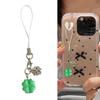 Handmade Four Leaf Clovers Charm Crystal Keychain Multipurpose Beaded Four Leaf Clovers Phone Chain For Phone Bag Decors