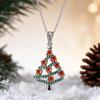 Exquisite Silver Color Christmas Tree Zircon Pendant Necklace for Women Xmas Party Daily Gift