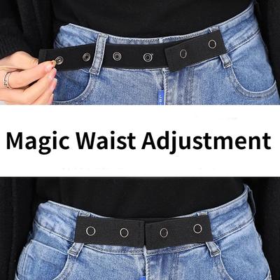 Invisible Jeans Belt Buckle Free Elastic Women's Belt Buckle Extension Elastic Expansion Adjustment Buckle Elastic Men Lazy Belt