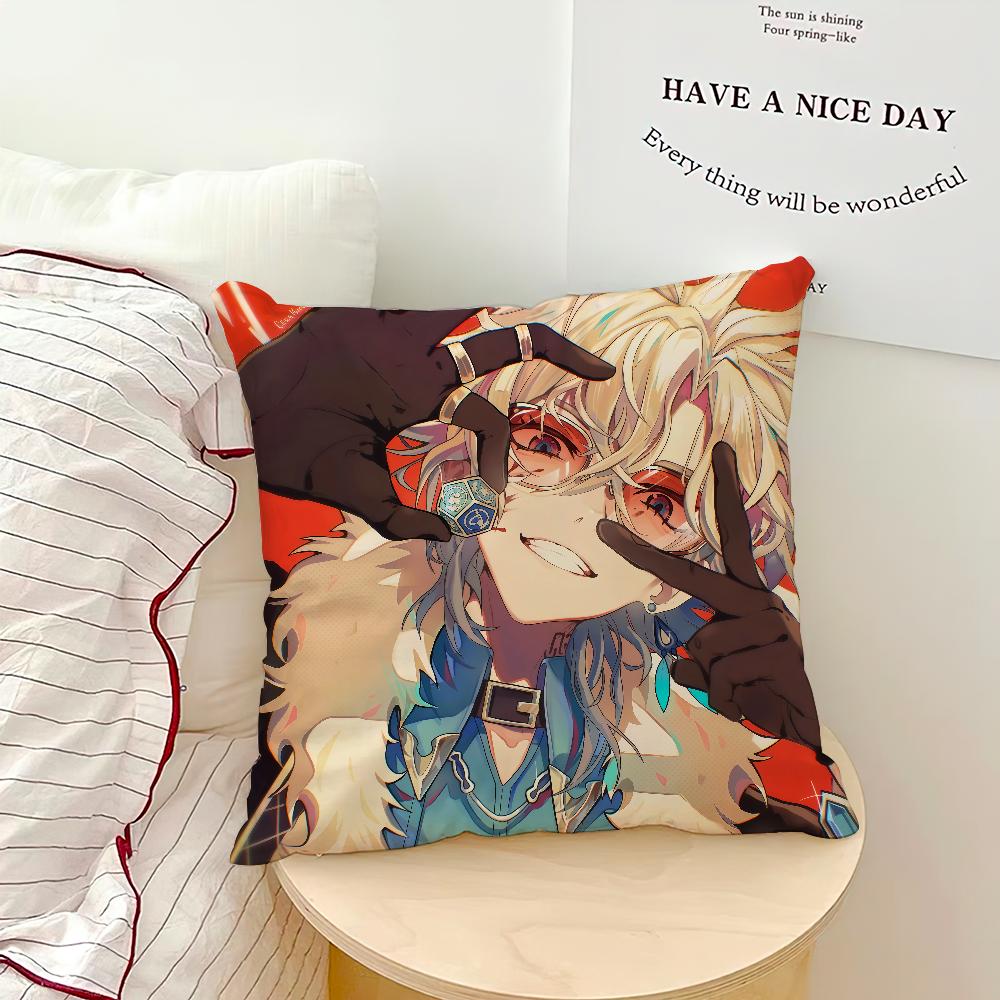 game Honkai Star Rail Aventurine cushion cover Comfortable soft Pillow Case for Sofa Living Room Home Decor Protective Covers