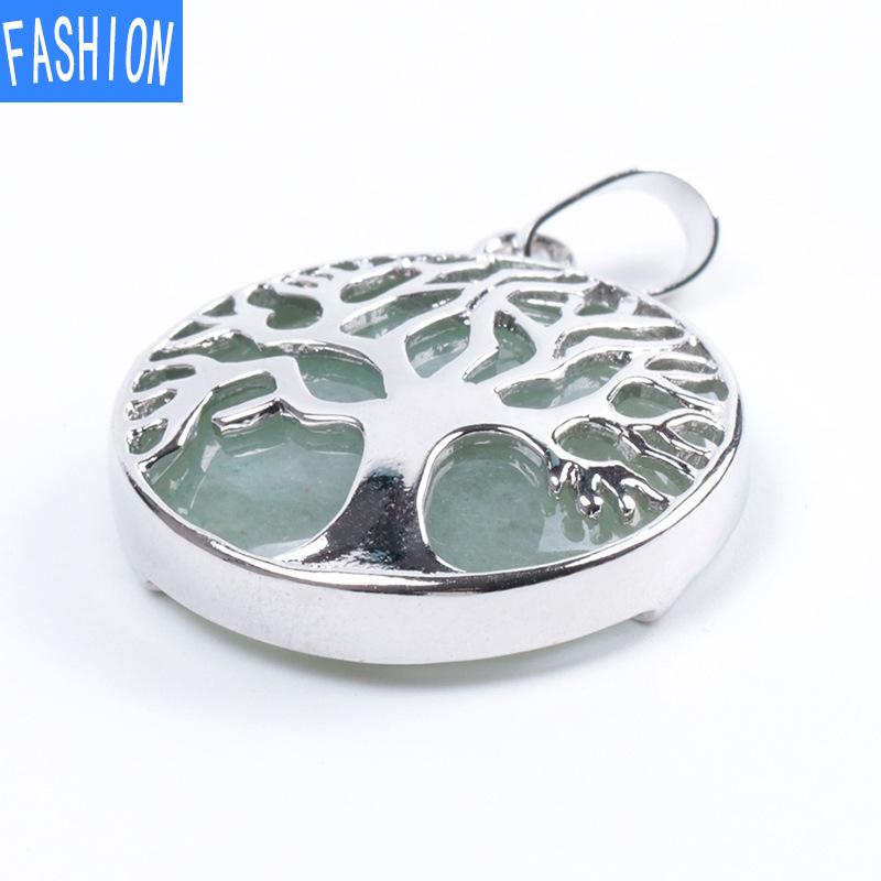 

Ожерелье с подвеской из натурального камня, круглое ожерелье с деревом жизни, аметист aventurine