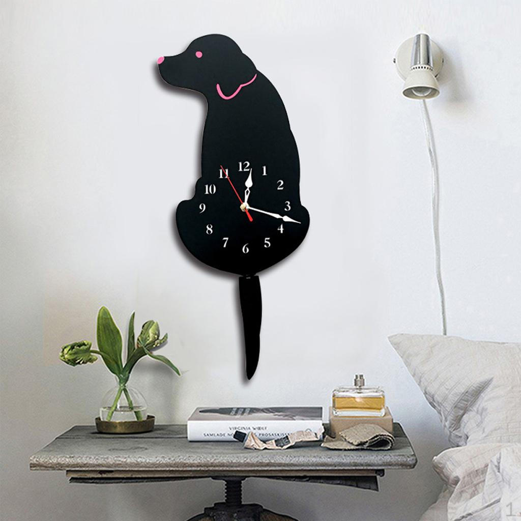 Dog Acrylic Wall Clock Swinging Tail kids children room Decor Watch