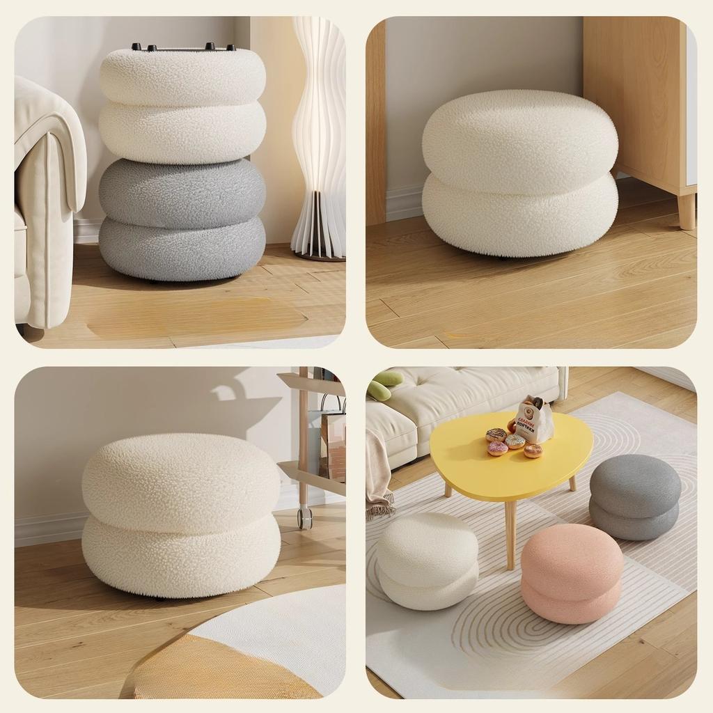 Change Shoe Bench Makeup Seat Porcelain Stool Lounge Footrest with Thick Cushion Modern Velvet Padded Stool Space-Saving Gift