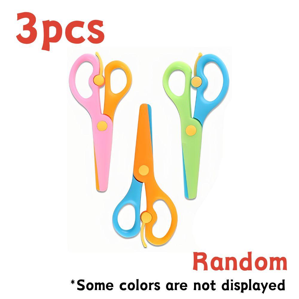 

3/12pcs Plastic Colorful Scissors Round Headed Elastic Anti Pinch Manual Safe Home School DIY Production Project Tools YMY