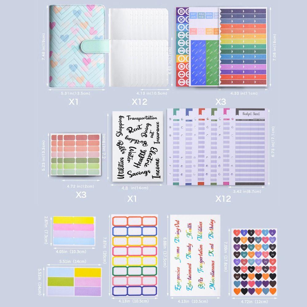 A6 Binder Notebook PU Leather Savings Book Creative Budget Binder  for Cash Budget Storage