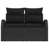 VidaXL Canapé de jardin 2 places avec coussins noirs en poly rotin 42006741