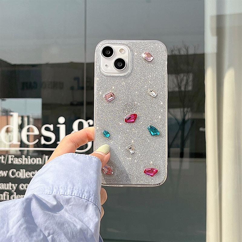 Xiaoqing New Wind Laser Glitter Mobile Phone Case Is Suitable For Iphone17Promax Rhinestone Apple 16 Gemstone 13.