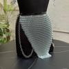 Edgy Chainmail Body Armor Set Silver Statement Top  Skirt for Festival, Cosplay And Layered Fashion