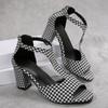 Women's Fish Mouth Sandals Summer New Round Head Open Toe Hollow-out Suede Back Zipper Non-slip High Heels