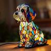Luce Notturna per Cani con Adorabile Design a Vetro Colorato di Cucciolo, Calda Luce LED, Lampada da Tavolo per Camera da Letto Alimentata da USB per Amanti dei Cani