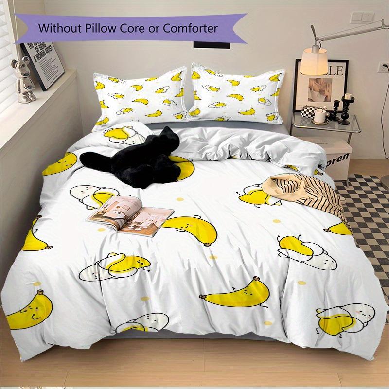 3pcs Banana Pattern Bedding Set, Breathable and Soft, Suitable for All Seasons, Ideal for Home Use, Suitable for Bedroom Decor 21112
