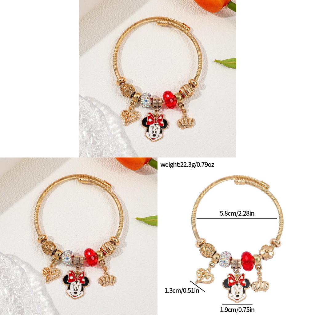 Minnie Mouse Cartoon Adjustable Beaded Bracelet For Gift Travel Souvenir