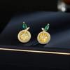 Small Crowd Design Sense Simple Temperament Earrings Fashionable Sweet Fresh Cubic Zirconia Inlaid Orange Lemon Earrings