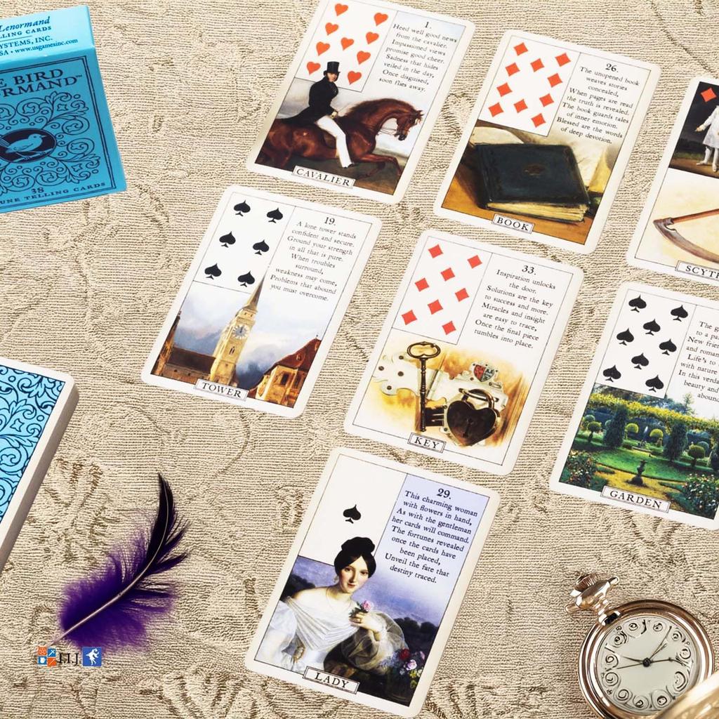 I.I.J Lenormand Blue Bird Lenormand Oracle Cards, Fortune Telling, with Japanese Instructions, Authentic