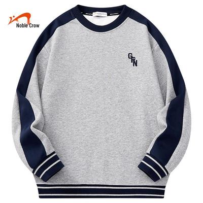 Guirenniao Unisex Colorblock Cotton Blend Crewneck Sweatshirt
