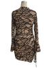 Autumn Winter Women Slim Fit Side Drawstring Small Stand Collar Long Sleeve Irregular Mini Dress Mature Style Retro Sexy Elegant Women Dress