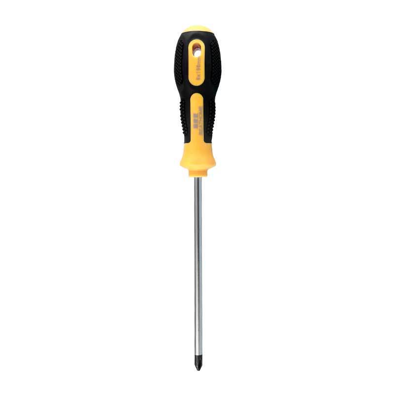 Industrial Grade Cross Flat Head Screwdriver Tool with Strong Magnetic Tip and Non-Slip Handle.
