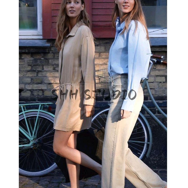 Spring New Women's Clothing French Style Casual Back Ring Decoration Poplin Cotton Simple Shirt 2434255