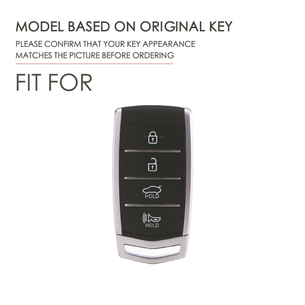 Leather For Hyundai Genesis - G70 G80 G90 Car Key Case Cover Shell Fob Holder Auto Keychain Protector Accessories