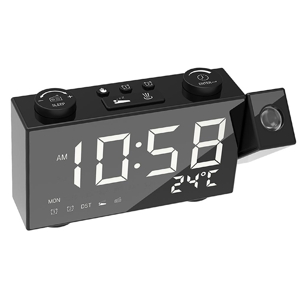 6 Inch Digital FM Projection Radio Alarm Clock 4 Brightness Adjustment 3 Time Displays Dual Alarm