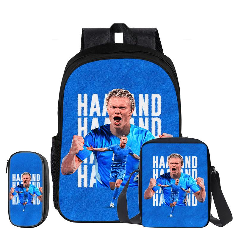 Sac à dos Étoile du Football enfant Mochila Sac à dos de Sport Set de 3 pièces Sacs de Transport Sacs à Crayons M-Messi Cartable Scolaire Cadeau pour Enfants