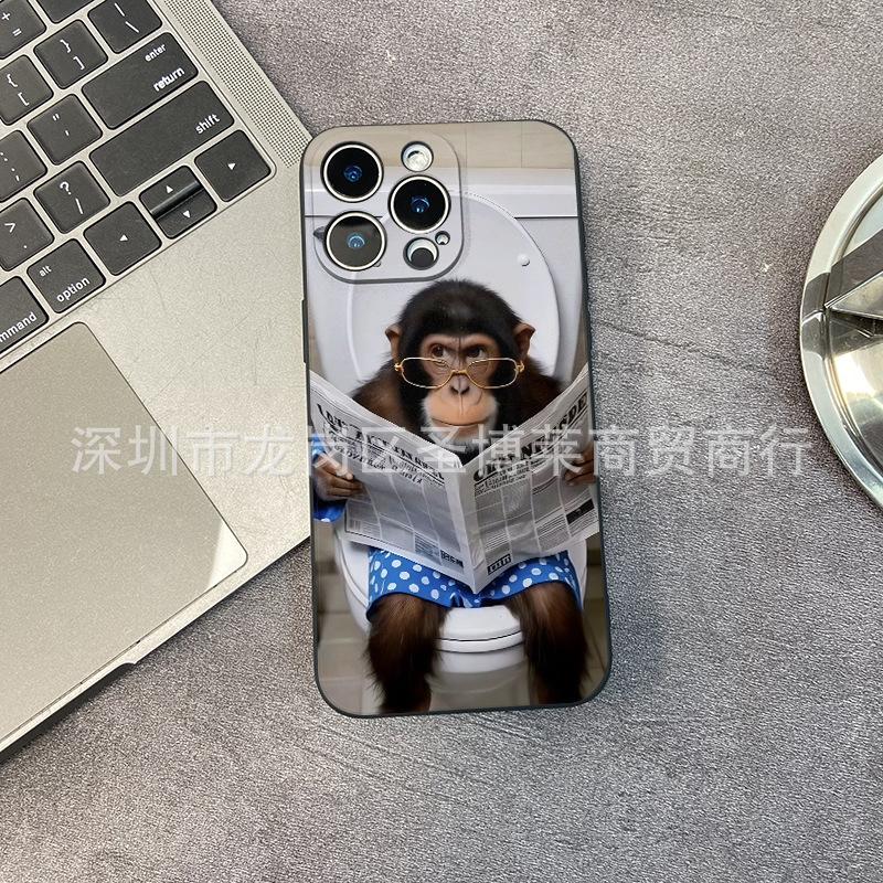 Reading Monkey for Apple 15 Mobile Phone Case Iphone12promax Set 14/13/11/XSMAX All-inclusive 16