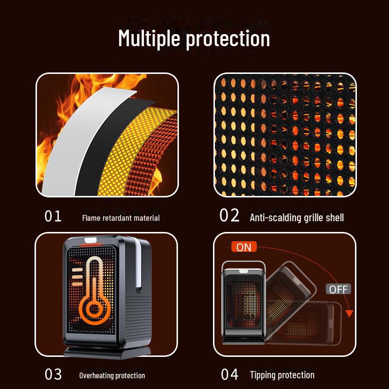 Portable Dual-Purpose Desktop Heater with PTC Fast Heating and Oscillation