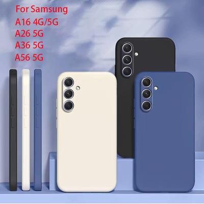 Kvadratinis skysto silikono telefono dėklas Samsung Galaxy A16 A26 A36 A56 5G matinis minkštas apsaugantis nuo smūgių galinis dangtelis fundas
