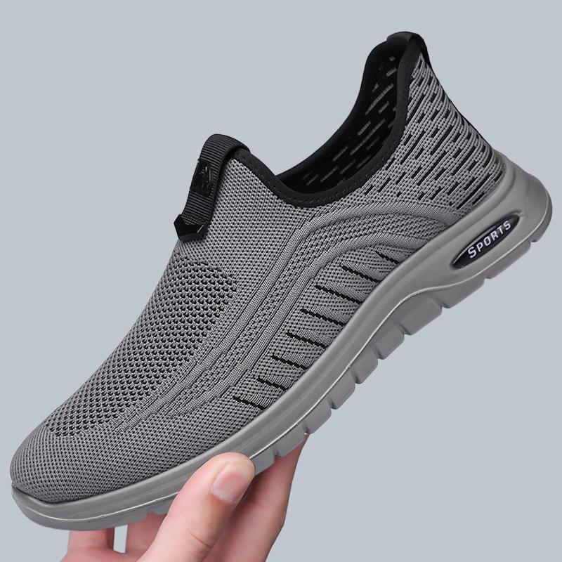 Mesh shoes men's flying woven sports and leisure shoes breathable non-slip one-pedal shoes