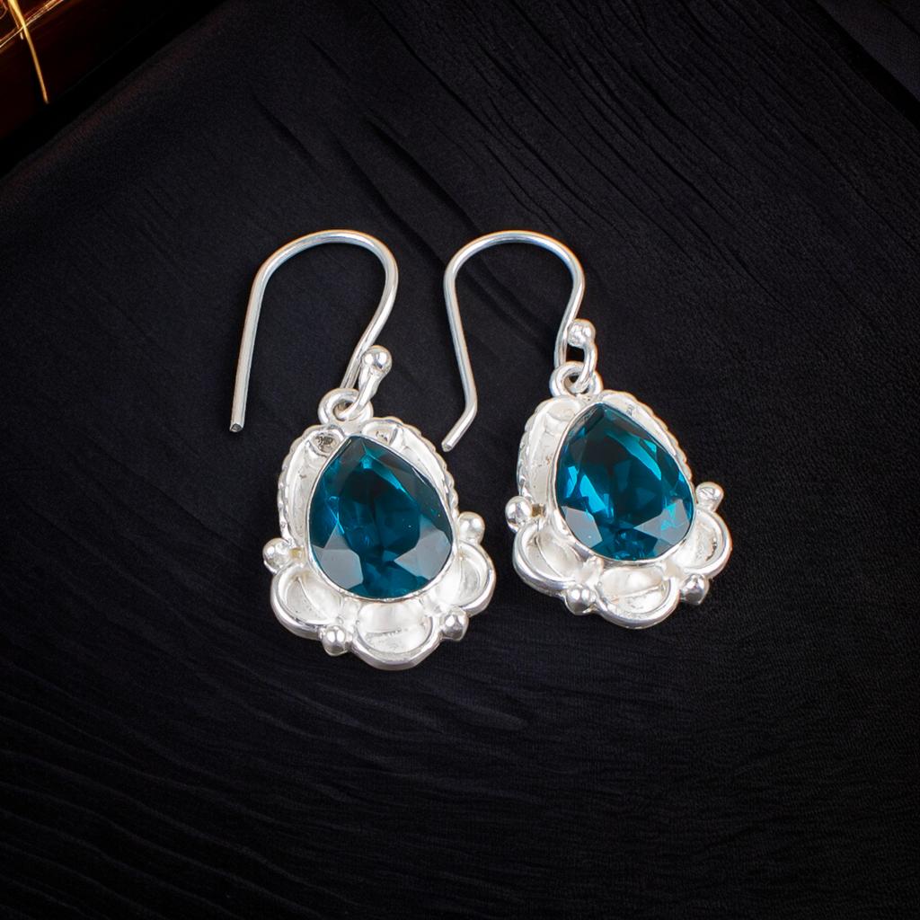 925 Sterling Silver Apatite Gemstone Ethnic Jewelry Earrings For Engagement Gift EE-41-12