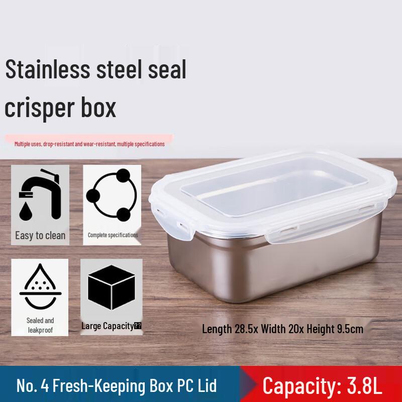 FATTBAO Stainless Steel Rectangular Food Storage Container with Lid