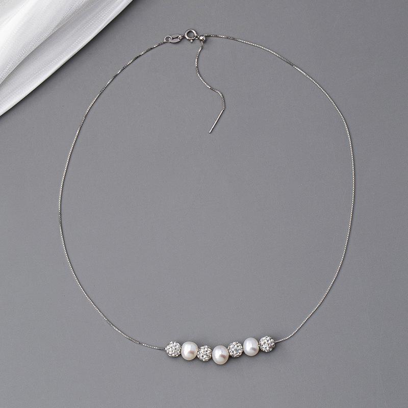 911 silver natural freshwater pearl necklace women's summer ins light luxury niche versatile simple collarbone chain accessories high sense