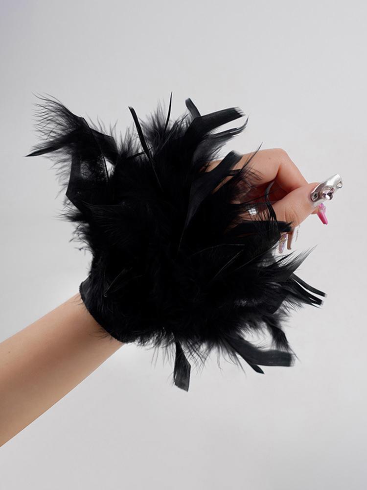 8 Farben Armbandhüllen für Nagelfotos, Federn, Nagelteile, Plüsch-Handgelenkmanschetten für Maniküre, Handfoto, Nageldekor