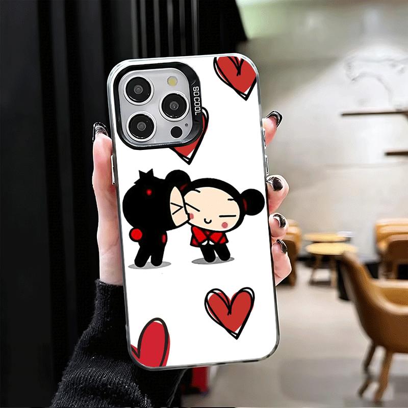 Cartoon Cute Pucca Garu Soft Phone Case for iPhone 15 16 17 Pro Max 17Air 16E 14 Plus 13 12 Mini Shockproof Cover Back Shell
