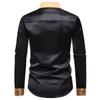 Men's   Leisure  Sports  Fashion  Color  Matching  Flip  Collar  Long  Sleeves  Shirt